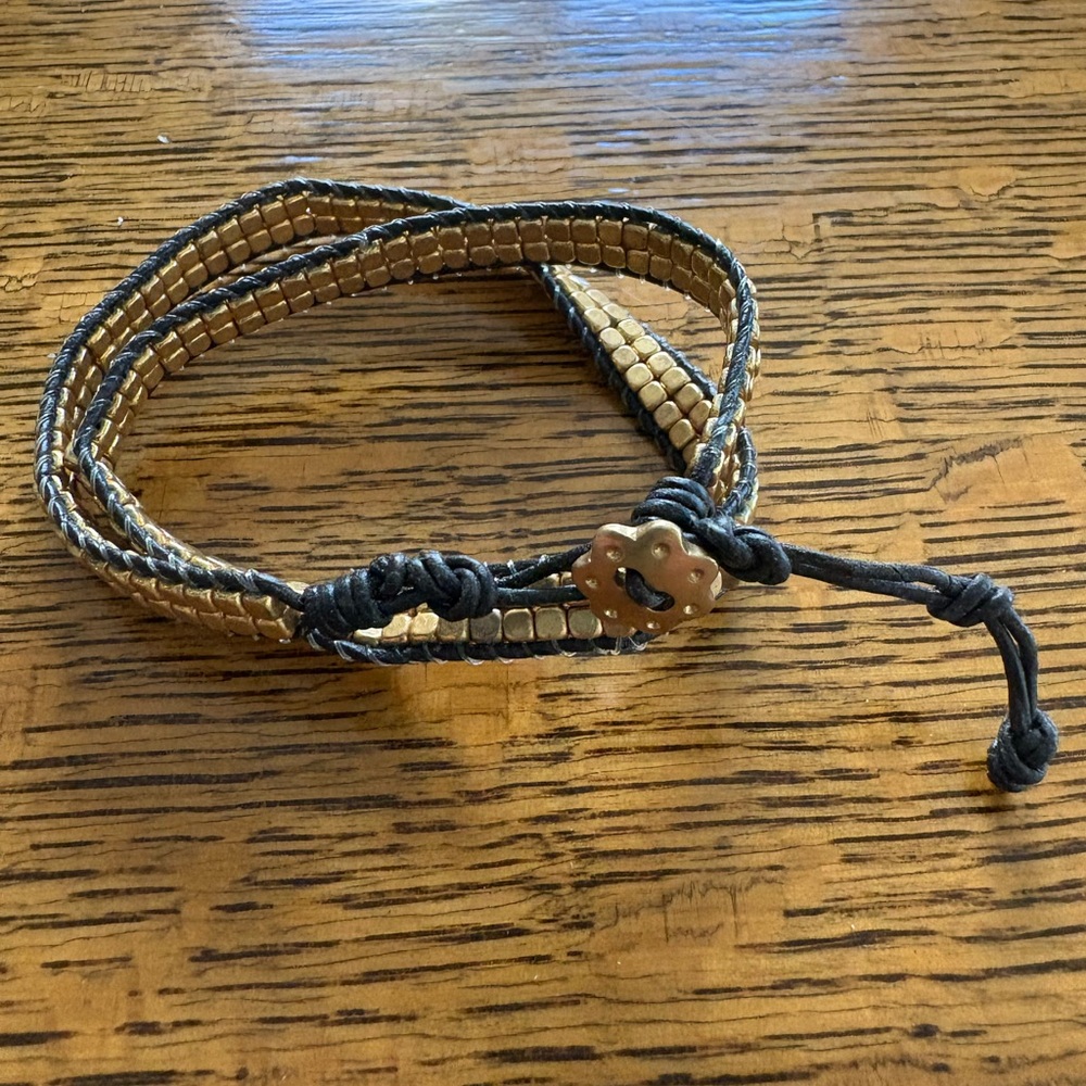 Stella & Dot Gold and Black Men's Bracelet